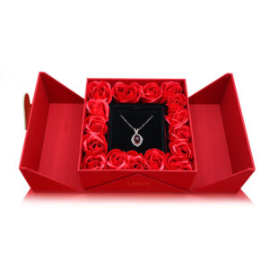 Luxury Double-Door Red Rose & Jewelry Presentation Box